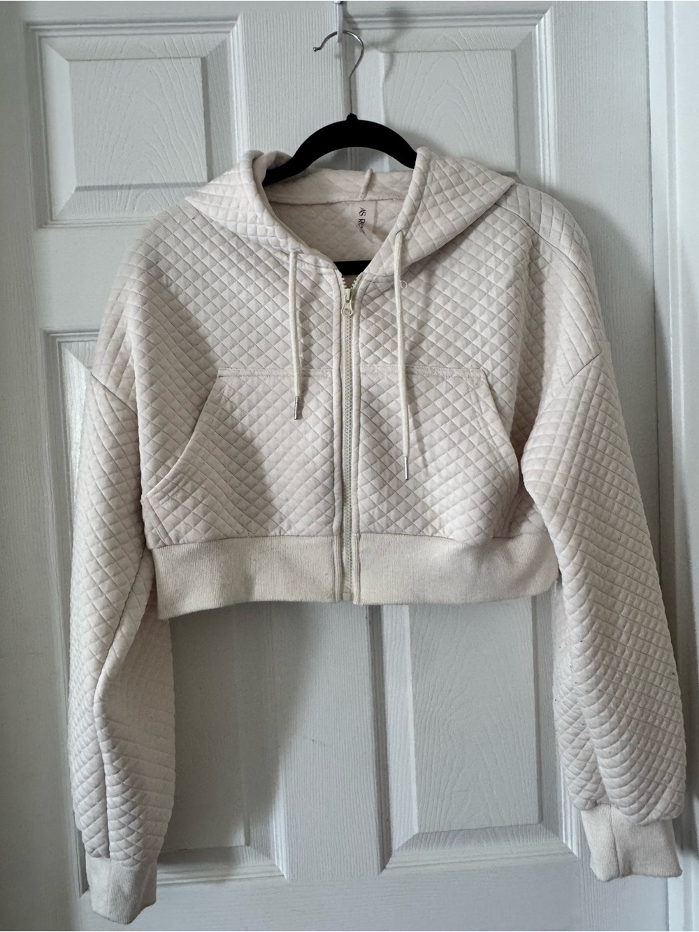 Cropped Quilted Hoodie Jacket - Cream
